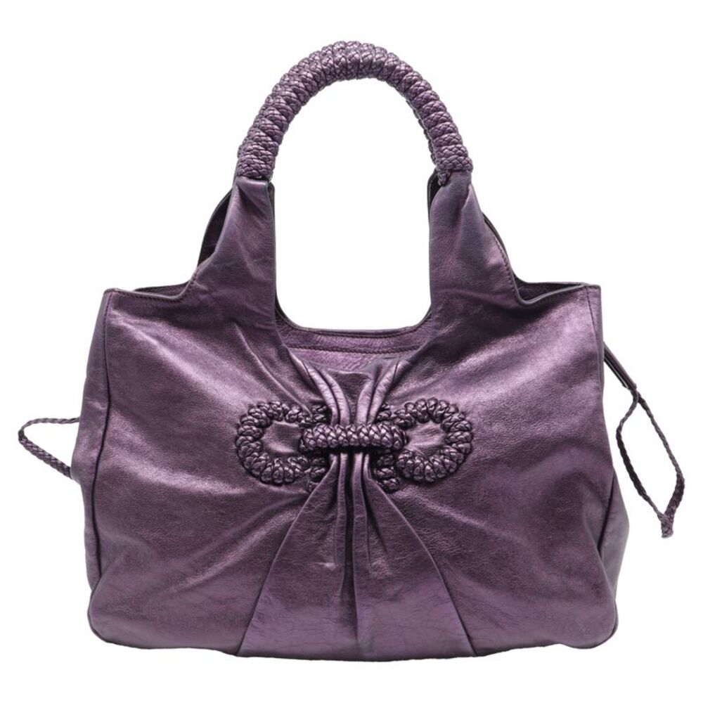 Salvatore Ferragamo Gancio Intrecc Vitello Shoulder Bag in Purple Leather